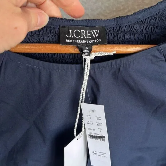 J. Crew Navy Puff Sleeve Blouse - Picture 5 of 9